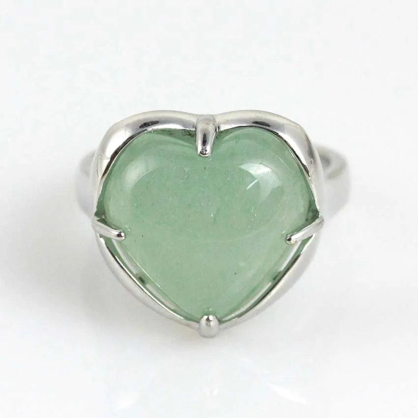 Crystal Heart Rings Natural AmethystGreen AventurineCHINA