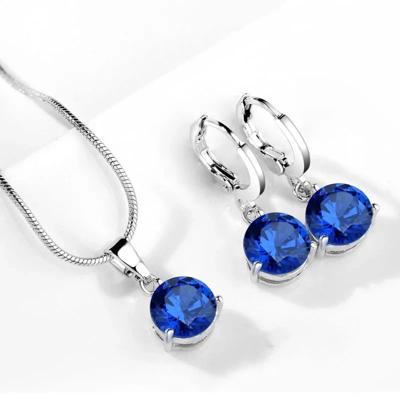 925 Sterling Silver Crystal Set – Necklace & Earrings