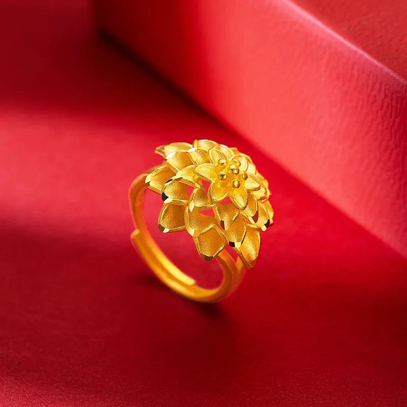 Gold Bloom Flower Ring for Women