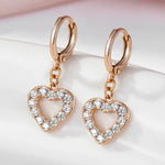 585 Rose Gold Color Heart Shape Earrings For Women