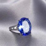 Fashion for Women Crystal Blue Stone Ring 925 Sterling Silver Love Round Zircon