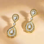 Gold CZ Teardrop Earrings for Women