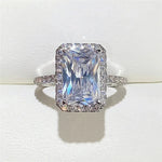 Light luxury Classic 925 sterling silver square Moissanite Ring