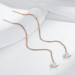 Luxury Rose Gold Natural Zircon Long Ear Wire Earrings for Women