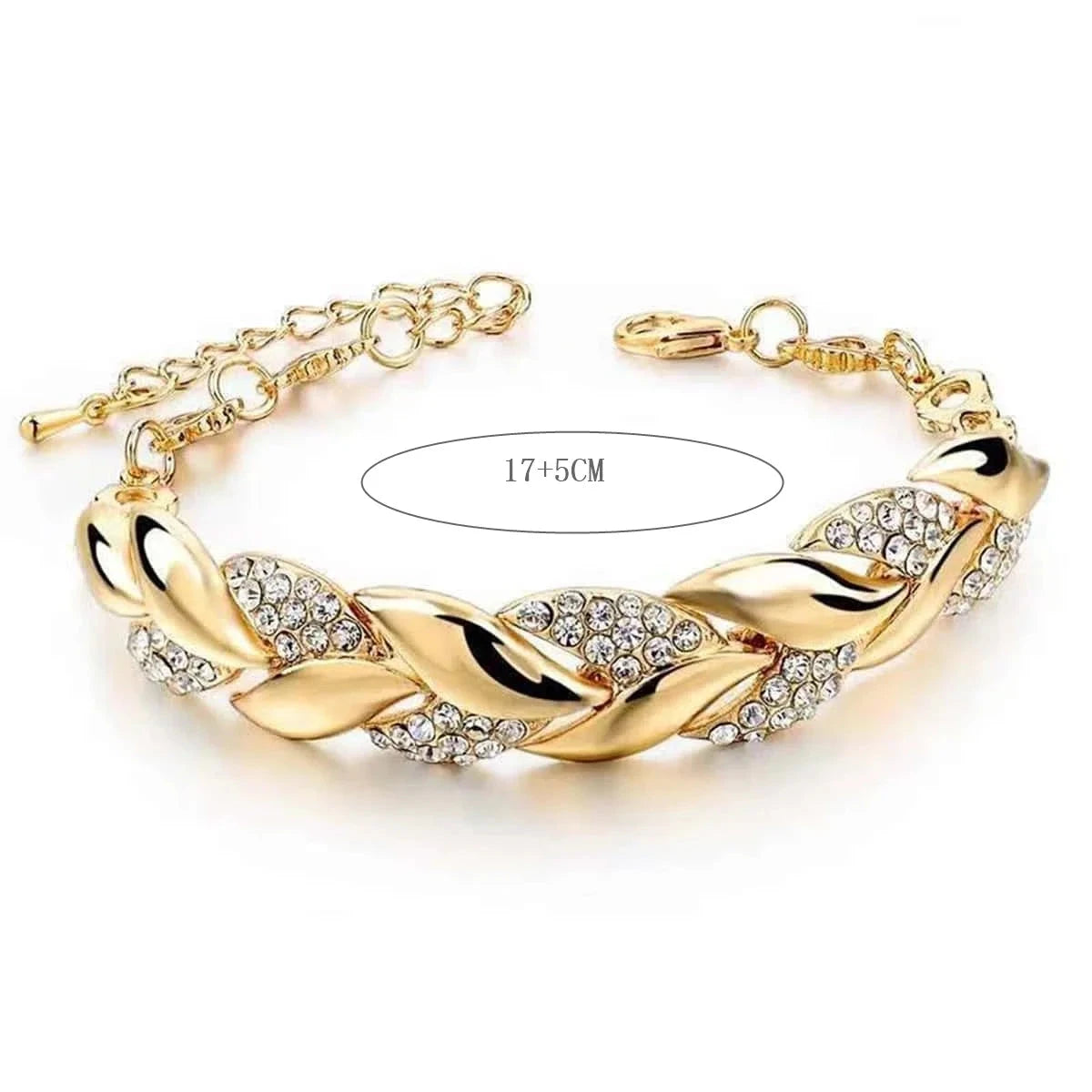 Women's Bracelet Gold Twisted Shining Crystal Stone