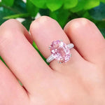 Elegant Pink Oval CZ Ring for Women