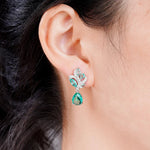 Huitan Blue-Green CZ Earrings for Women