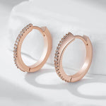 Elegant Rose Gold Zircon Hoop Earrings for Women