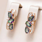 585 Rose Gold Drop Earrings for Women Delicate Cut Dazzling Colorful