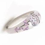 Butterfly Ring Silver Color Inlaid White Stone for Women
