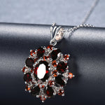 7.54ct Natural Black Garnet Pendant, 925 Sterling Silver Necklace