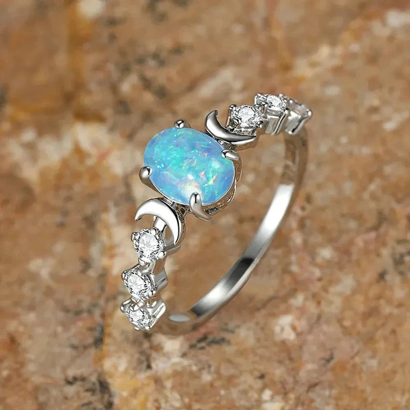 Women's Chic Vintage Ring – Moon & Leaf BandT007412