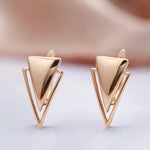 585 Rose Gold Triangle Dangle Earrings