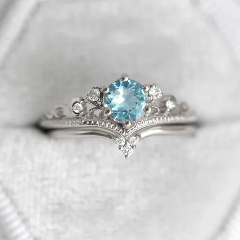 2Pcs Cubic Zirconia Elegant Rings for WomenT09096