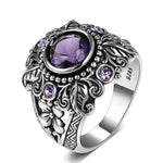 Vintage Jewelry 3ct Amethyst Silver Color Ring Round CutPurple6