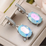 S&Z DESIGN New Fashion Ice Crack Egg Shape Oval Crystal Dangle Earrings For Women 585 Rose Gold Color Cubic Zirconia JewelryWGBL