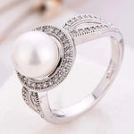 New Romantic Big Round pearl Women Ring