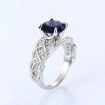 Navy Blue Zircon Inlaid Chain Ring – Trendy & Classic