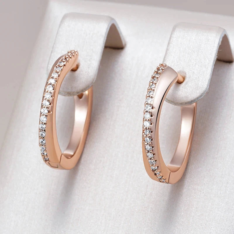 Elegant Rose Gold Zircon Hoop Earrings for Women