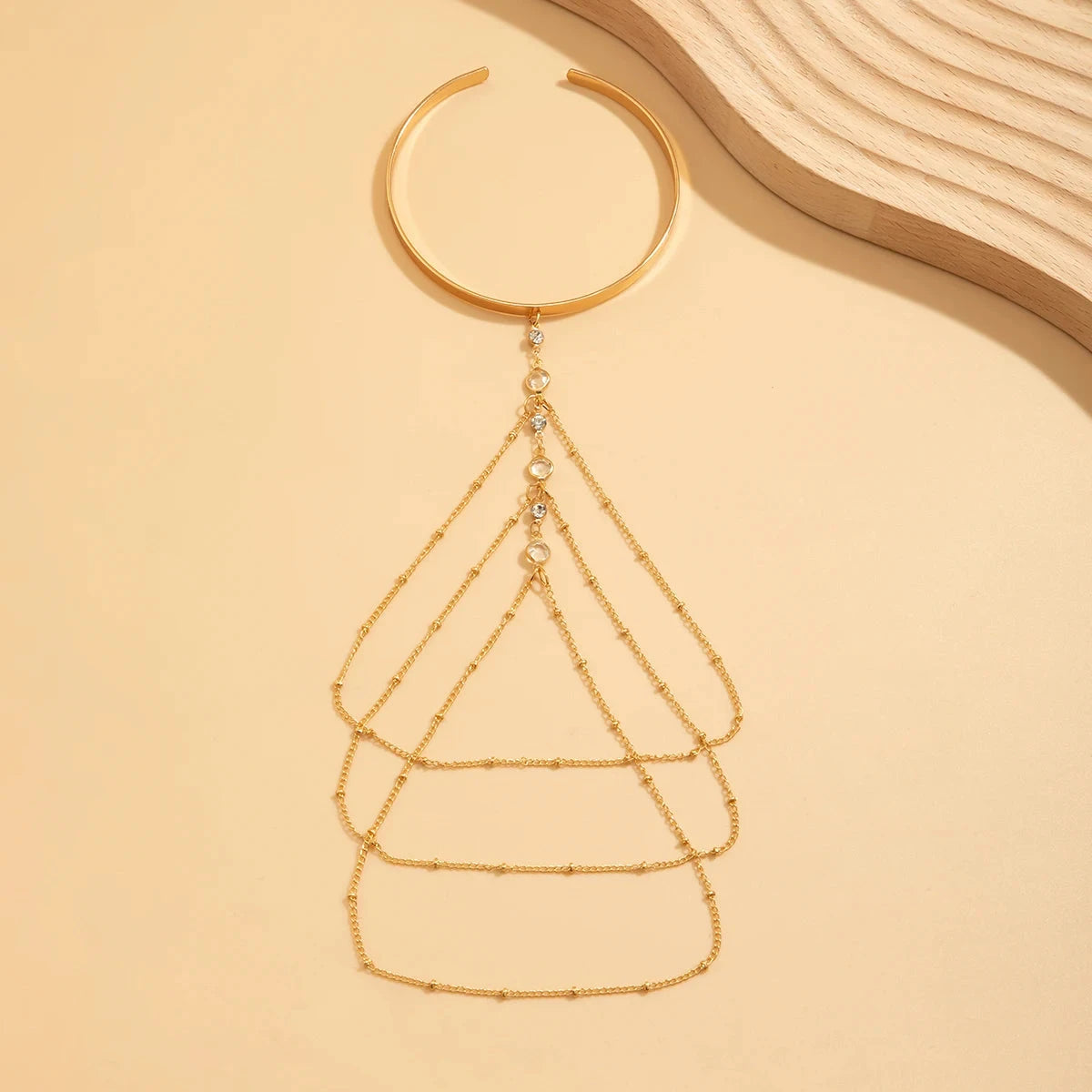 Boho Crystal Pendant Cuff Open Bangles