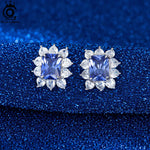 Square Cut 925 Sterling Silver Sapphire Stud EarringsEarrings