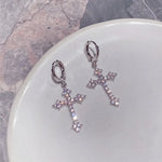 Rhinestone Zircon Cross Pendant Earrings