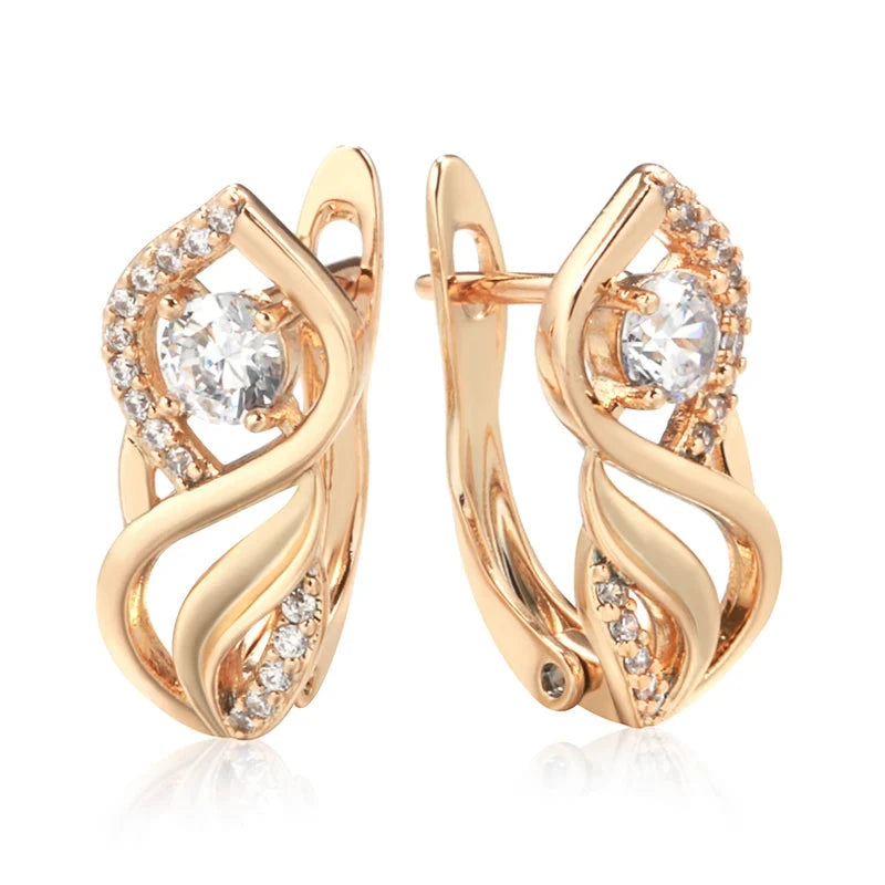 585 Rose Gold Natural Zircon Vintage Crystal Dangle Earrings For WomenROSE GOLD COLOR