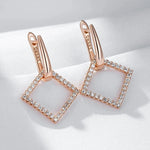 Rose Gold Rhombus Drop Earrings for WomenGold-color