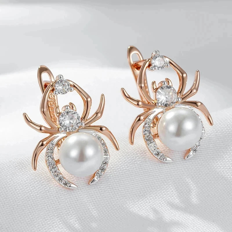 Spider 585 Rose Gold Color EarringsH1697-White