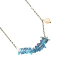 Natural Dark Blue Aquamarine Pendant Necklace