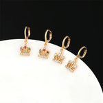 Luxury Gold Crystal Crown Drop Earrings for Women