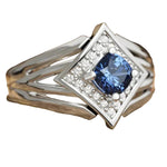 2025 New Royal Blue Zircon Ring Personalized Jewelry with Dazzling Design, Luxurious and Elegant Round Inlaid Jewelry