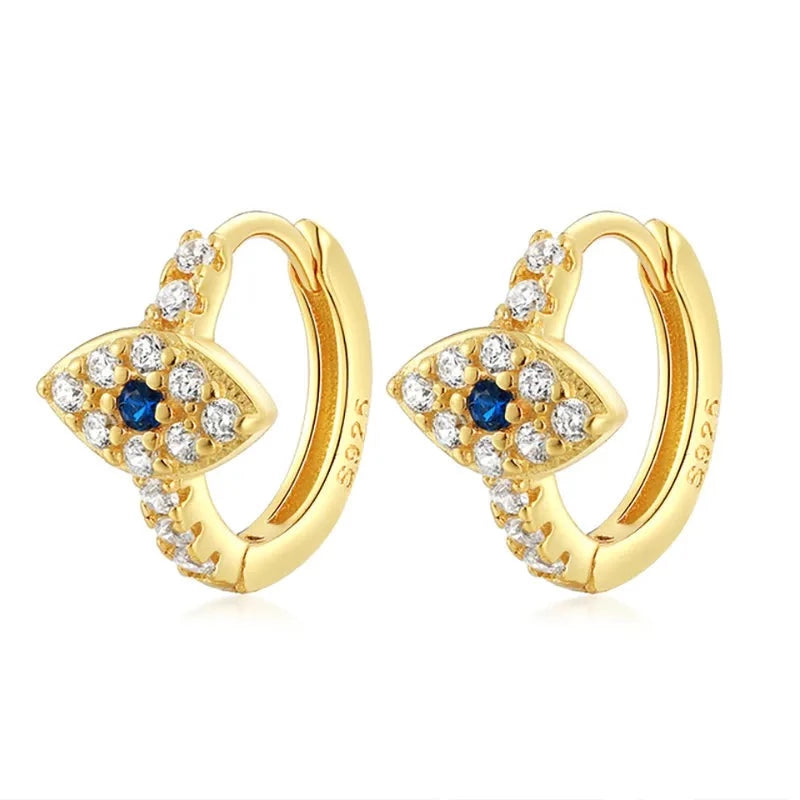 Sapphire Delicate Eye 925 Sterling Silver Hoop EarringsEarrings