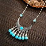 2024 Ethnic Hand Pendant Necklace Vintage TurquoisesNA2456-1