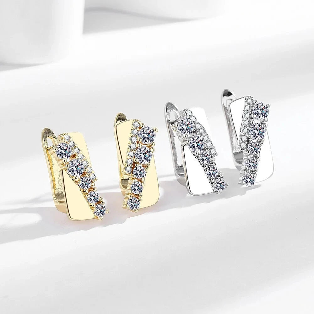 925 Silver Square Zircon Tennis Earrings for Women