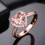 Rose Gold & Silver Elegant Heart CZ Engagement Ring for Women