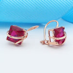 Square Ruby Ear Buckle Charm EarringsRing