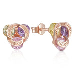 Colorful Crystal Flower Stud Earrings For Women