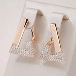 585 Rose Gold Geometric Cubic Zirconia Earrings for Women
