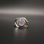Flower Shaped Vintage 925 Silver Ring Amethyst Gemstone
