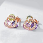Colorful Crystal Flower Stud Earrings For Women