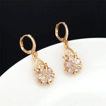 Lever Back Drop Dangle Crystal Flower Earrings for Women
