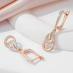 Luxury Long 585 Rose Golden Dangle Earrings For Women