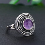 8MM Round Natural Amethyst Rings