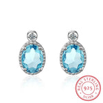 Oval 1ct Natural Sky Blue Topaz 925 Sterling Silver Stud Earrings