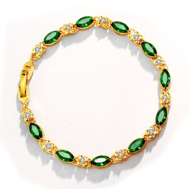 Ruby, Emerald, Diamond and Multicolor Gemstones Gold Plated BraceletsBraceletEmerald