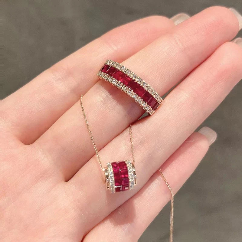 Light Luxury Ruby Jewelry Set