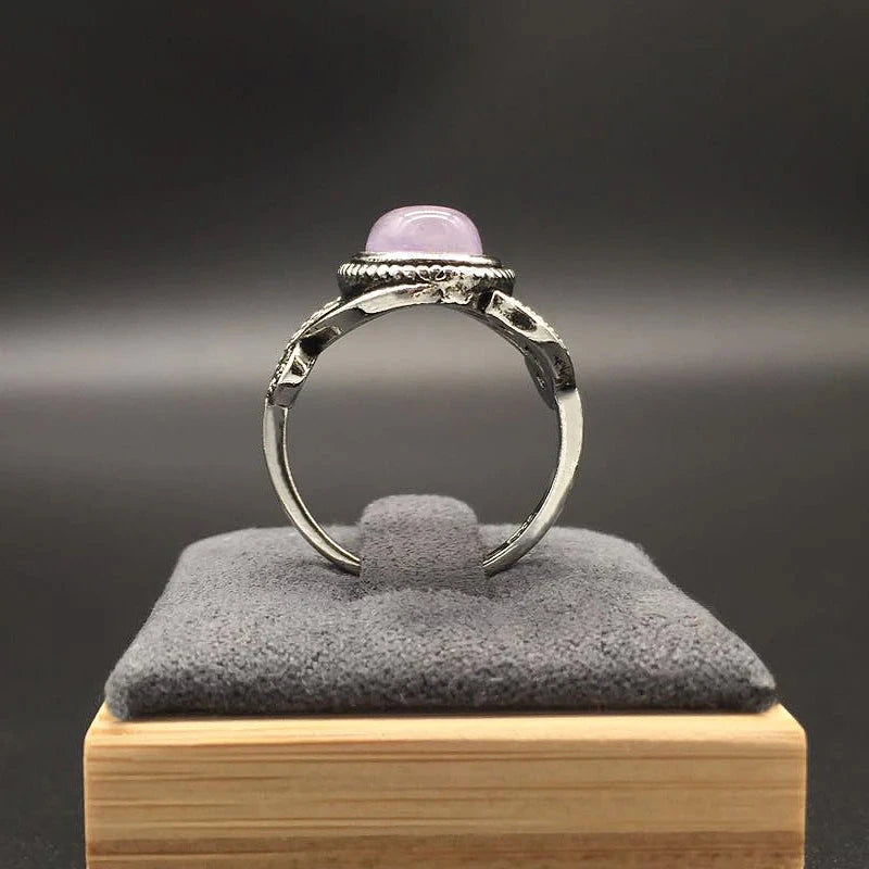 Flower Shaped Vintage 925 Silver Ring Amethyst Gemstone