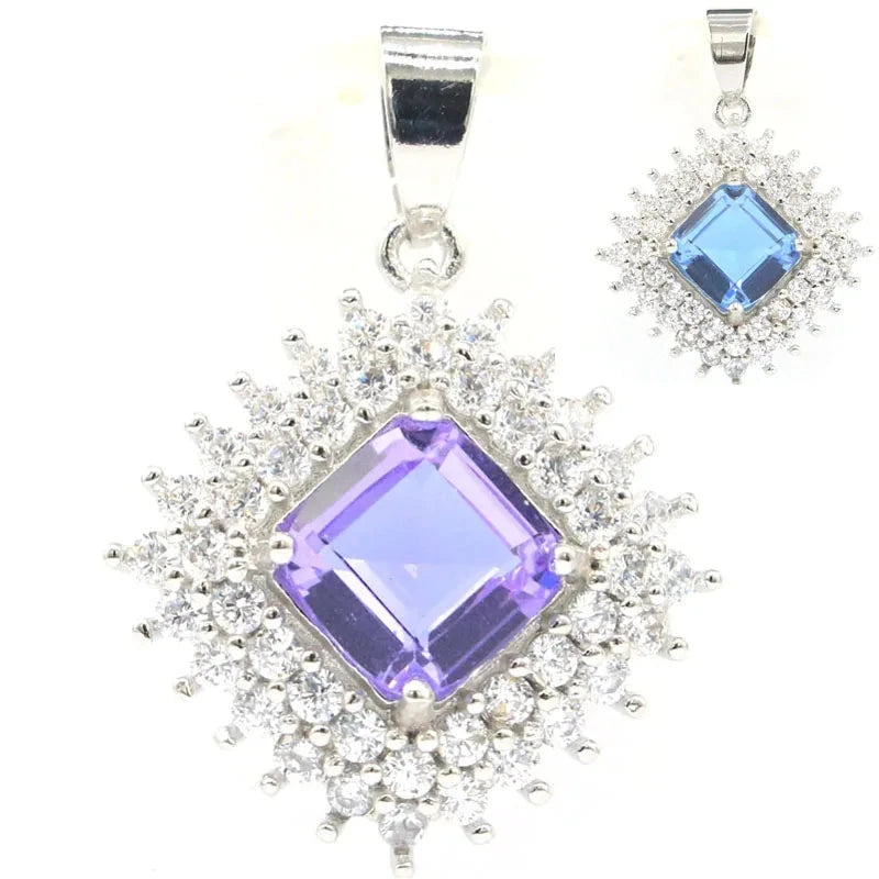 Lovely Cute Color Changing Alexandrite Topaz Zultanite Aquamarine Women Silver PendantAlexandrite Topaz