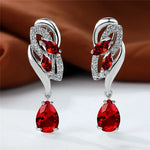 Luxury Crystal Clip Earrings for WomenRed